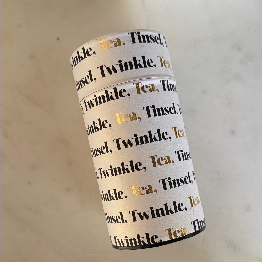 Teavana Tin-Plated Steel Tea Storage Canister - White, Black and Gold